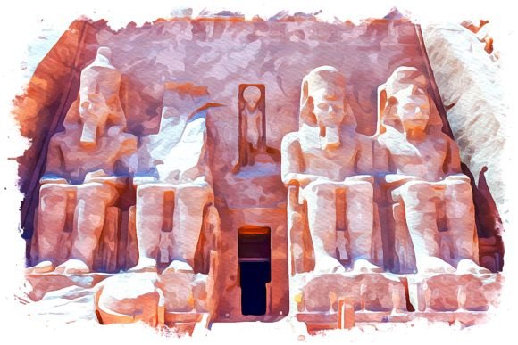 Abu Simbel Africa Watercolor: A Rich Illustration for Authentic Brand Storytelling