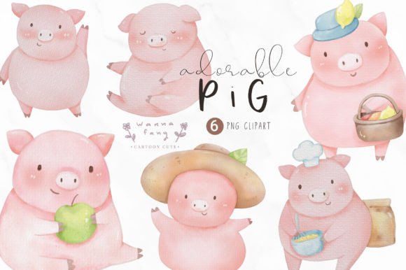 Adorable Pig Watercolor Illustrations for Creative Sellers