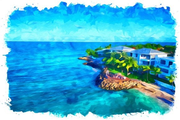 Antigua Caribbean Watercolor: A Vibrant Illustration for Editorial and Web Design