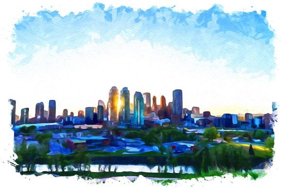 Calgary Canada Watercolor Illustrations for Real-World Design Projects
