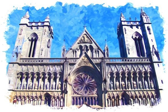 Canterbury Cathedral Europe Watercolor Illustrations for Crafters & Handmade Sellers