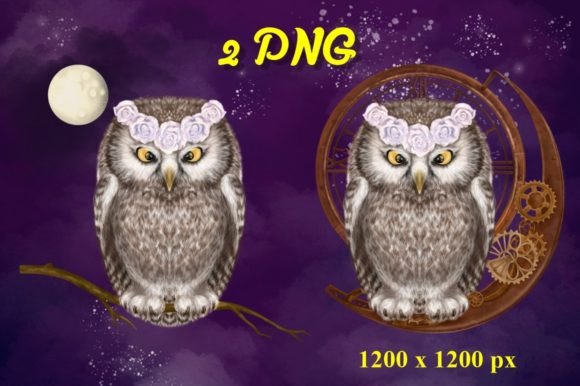 Cute Watercolour Owl Brides in Steampunk Illustrations for Boutique Branding