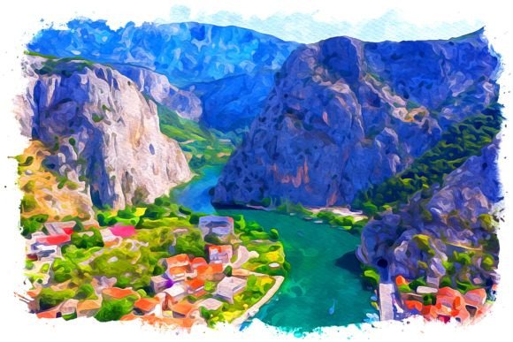 Dalmatian Coast Europe Watercolor: A Visual Design Asset for Brand Storytelling