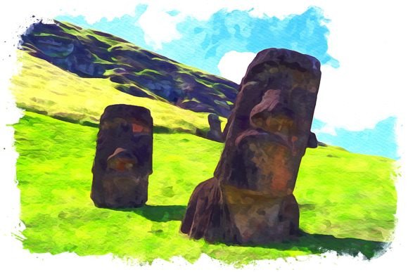 Easter Island South America Watercolor Illustrations for Crafters