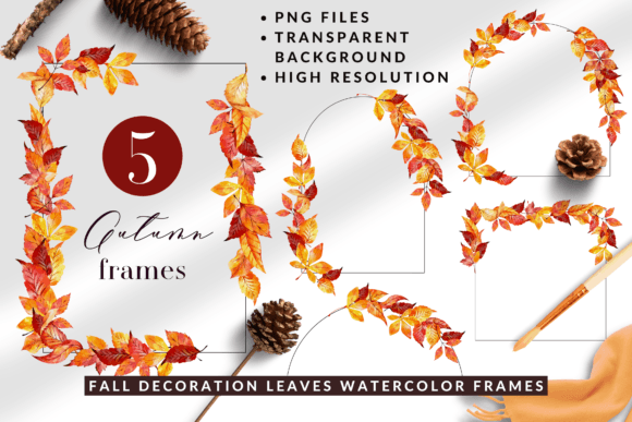 Fall Leaves Watercolor Frames for Editorial & Web Design