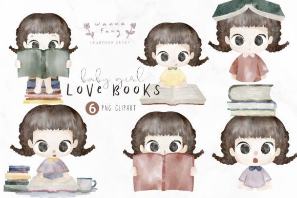 h1Baby Girl Love Books Watercolor Illustrations for Digital Sellers/h1