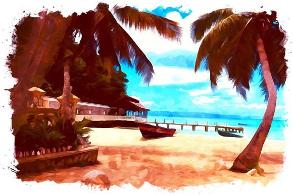 Haiti Caribbean Watercolor Illustrations for Crafting