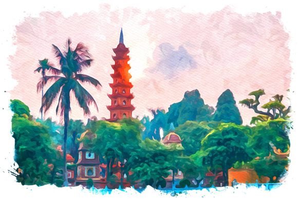 Hanoi Asia Watercolor: A Fresh Editorial Illustration for Bloggers and Digital Publishers