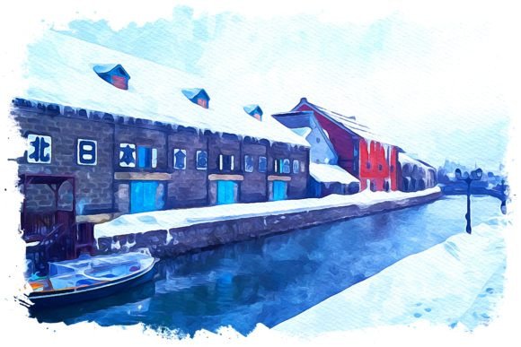 Hokkaido Asia Watercolor Illustrations for Real Design Projects