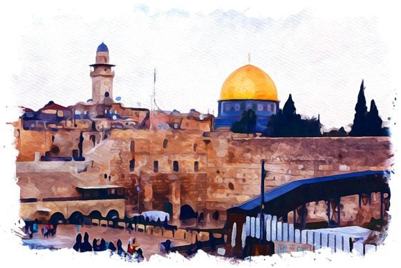Jerusalem Middle East Watercolor: A Visual Asset for Editorial and Web Design