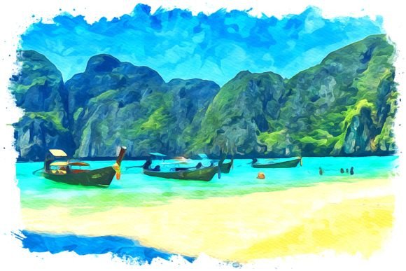 Koh Phi Phi Asia Watercolor Illustrations for Crafters & Etsy Sellers