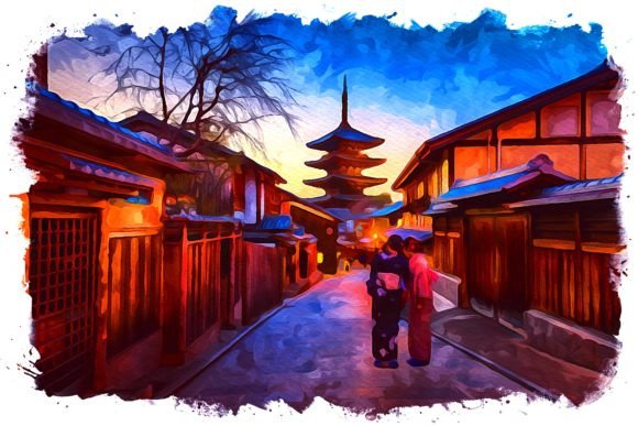 Kyoto Asia Watercolor Illustrations for Modern Branding