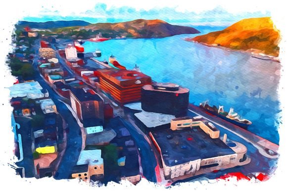 Newfoundland Canada Watercolor Illustrations