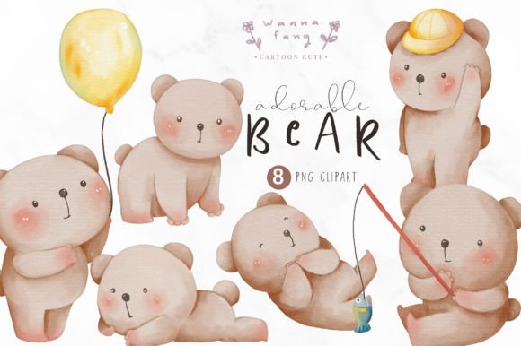 Soft, Playful Branding with Teddy Bear Adorable Animal Watercolor Illustrations