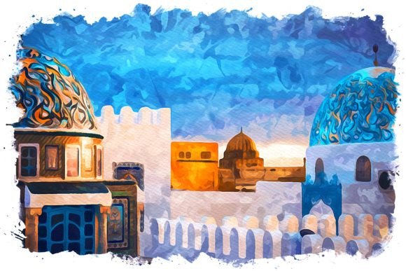 Tunis Africa Watercolor: A Vibrant Illustration for Local Brand Identity and Packaging Design