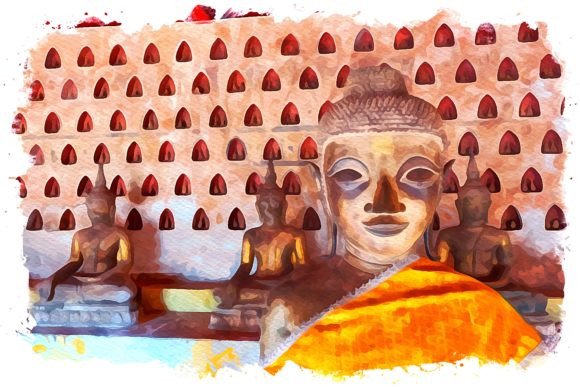 Vientiane Asia Watercolor Illustrations for Blog & Editorial Design