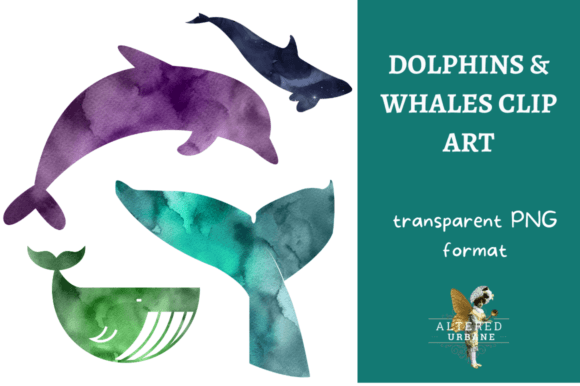 Watercolor Dolphins & Whales Clip Art: Soft, Organic Illustrations for Coastal Branding